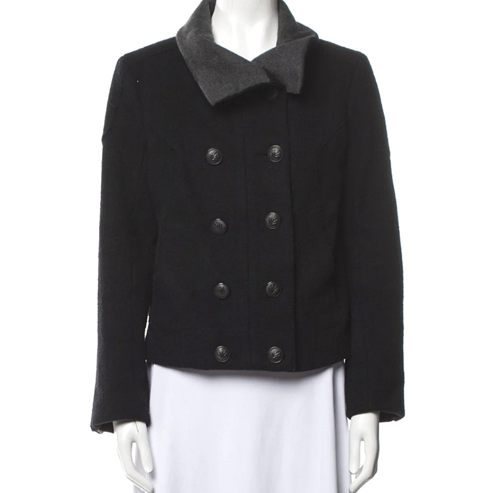 Rag & Bone Wool Cashmere Distressed Cropped Peacoat - Punk Grunge Goth Designer